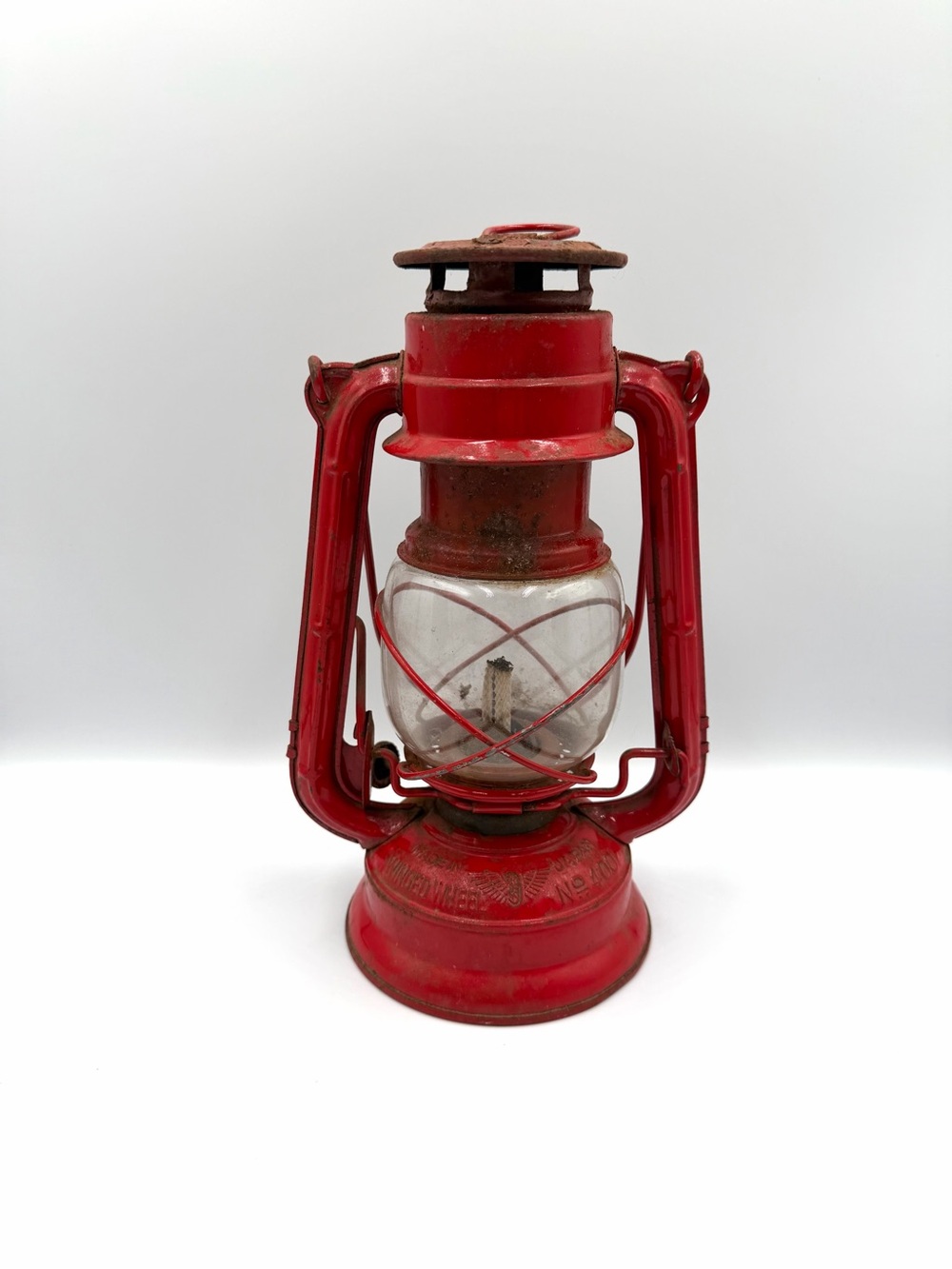 Vintage Winged Wheel No. 400 Red Kerosene Lantern Japan